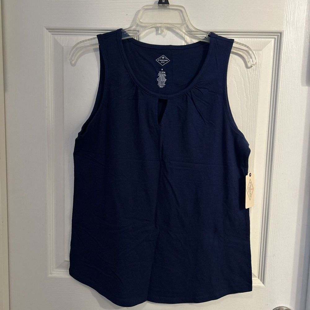 NWT St. John's Bay Women's Scoop Neck Tank Top Size Small Blue‎ 100% Cotton